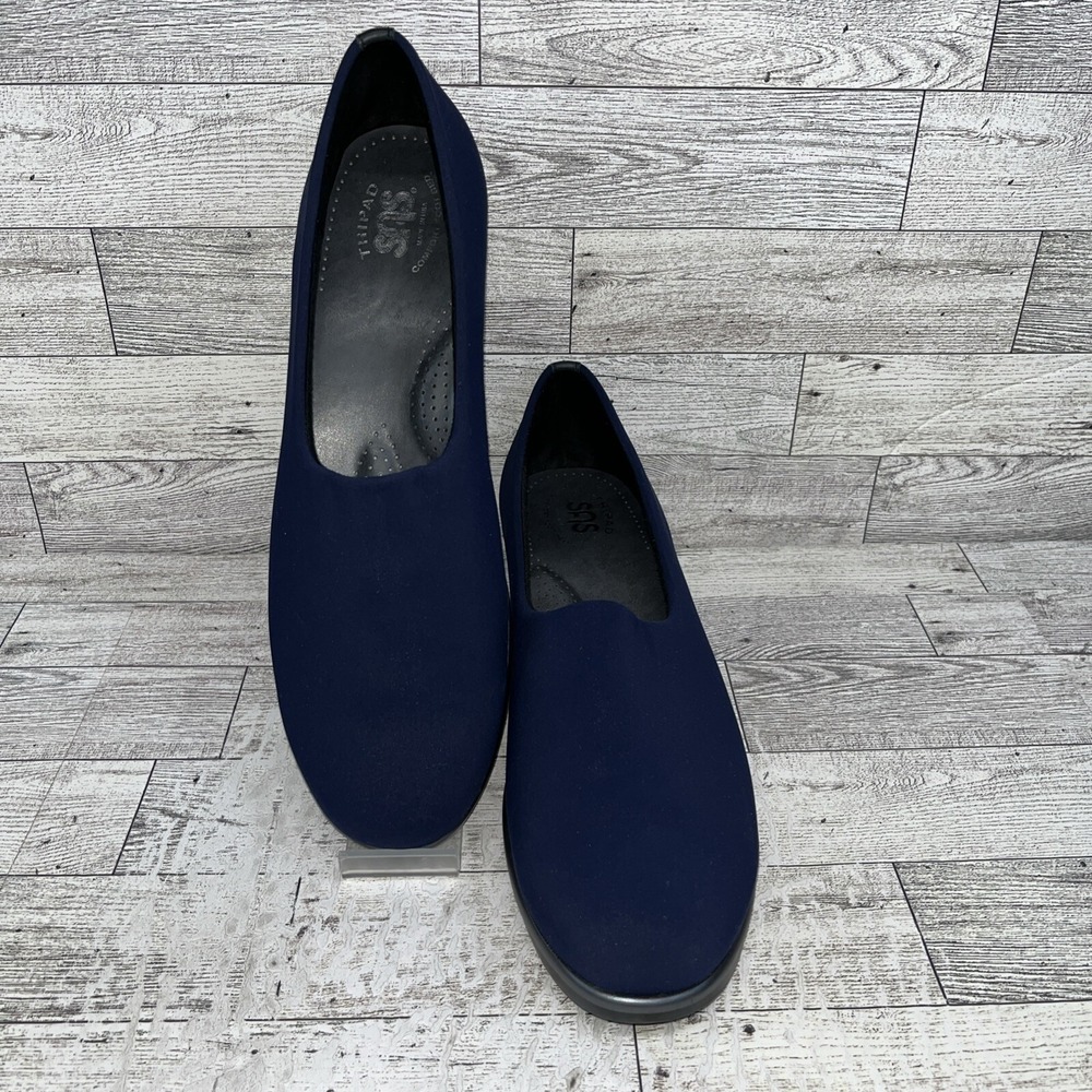 SAS Bliss Blue Stretch Fabric‎ Wedge Tripad Comfort Women Size 9.5S
